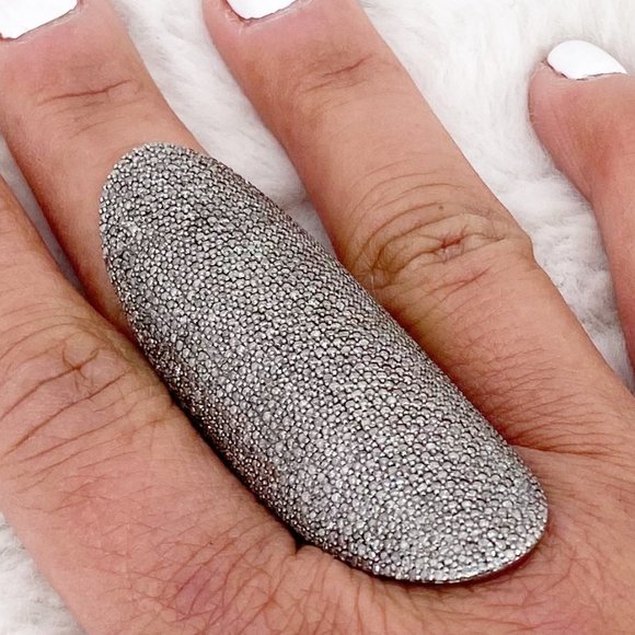 Jewelry - Oblong Moissanite Silver Statement Ring~7